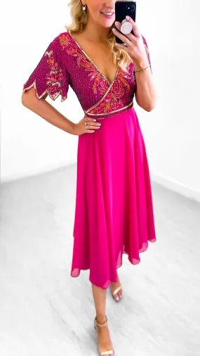 1-A1671 Wilda Pink Embellished Dress