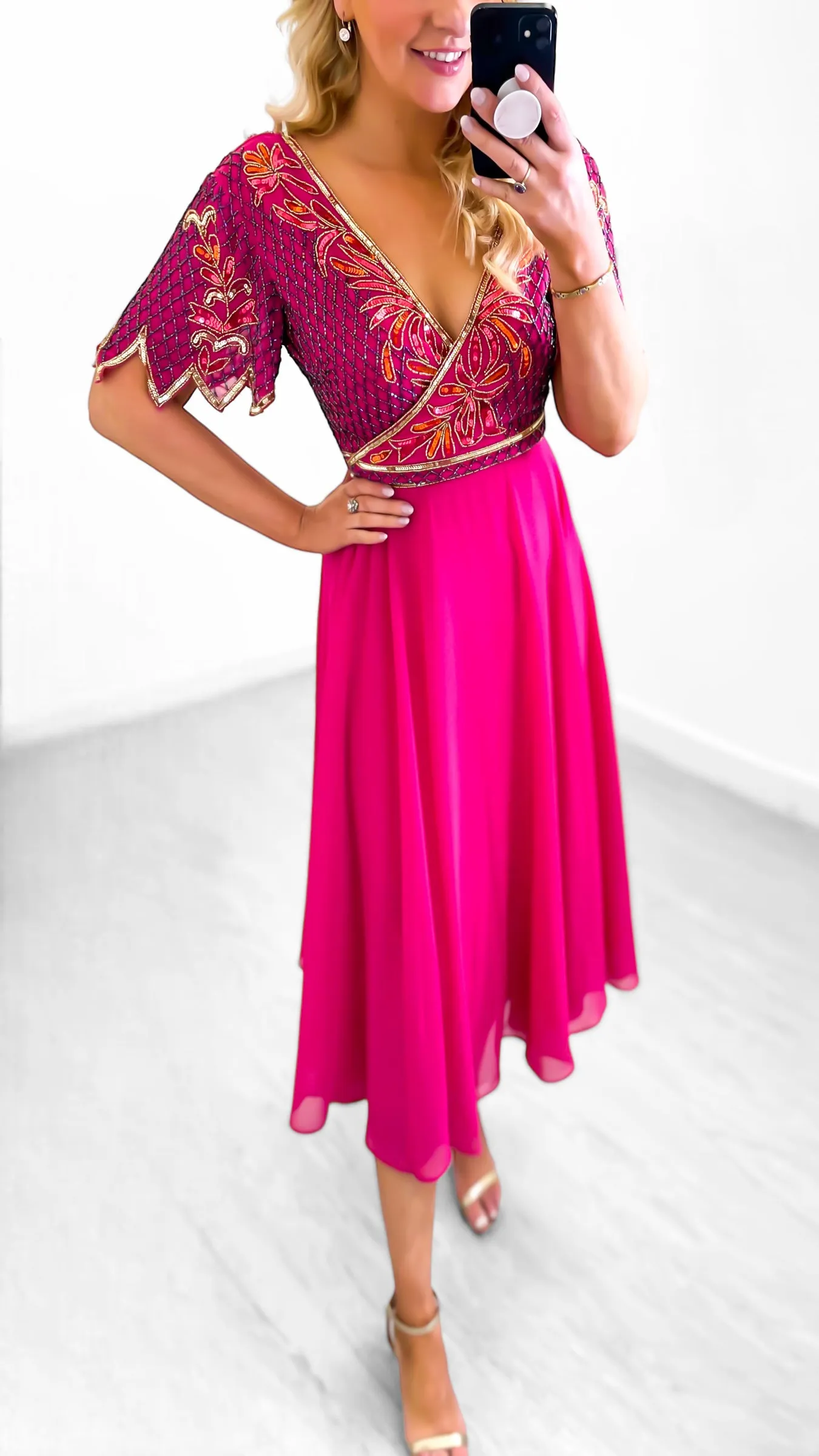 1-A1671 Wilda Pink Embellished Dress