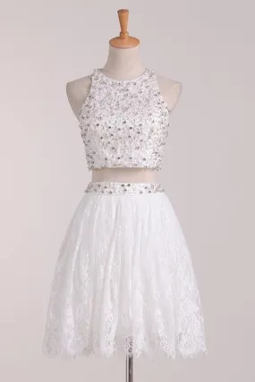 2024 White Homecoming Dresses Scoop Lace PHXC1ZSA