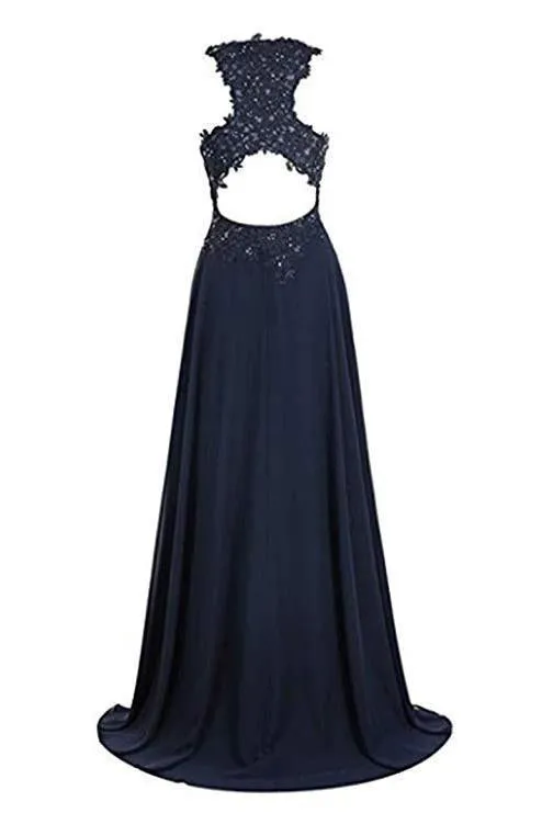 A Line Ombre Lace Appliques Prom Dresses Long Cheap Evening Dresses