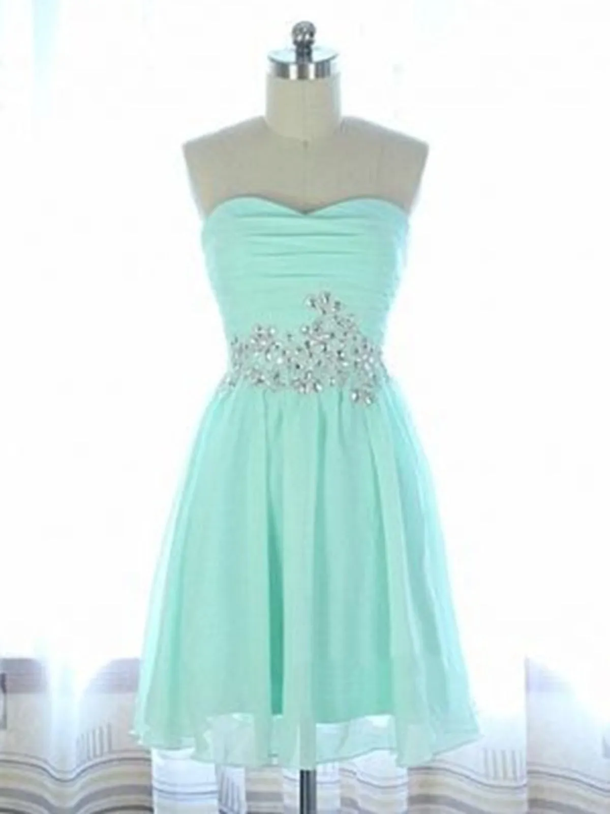 A Line Sweetheart Neck Short Light Blue Prom Dress, Homecoming Dress, Graduation Dress, Light Blue Bridesmaid Dress