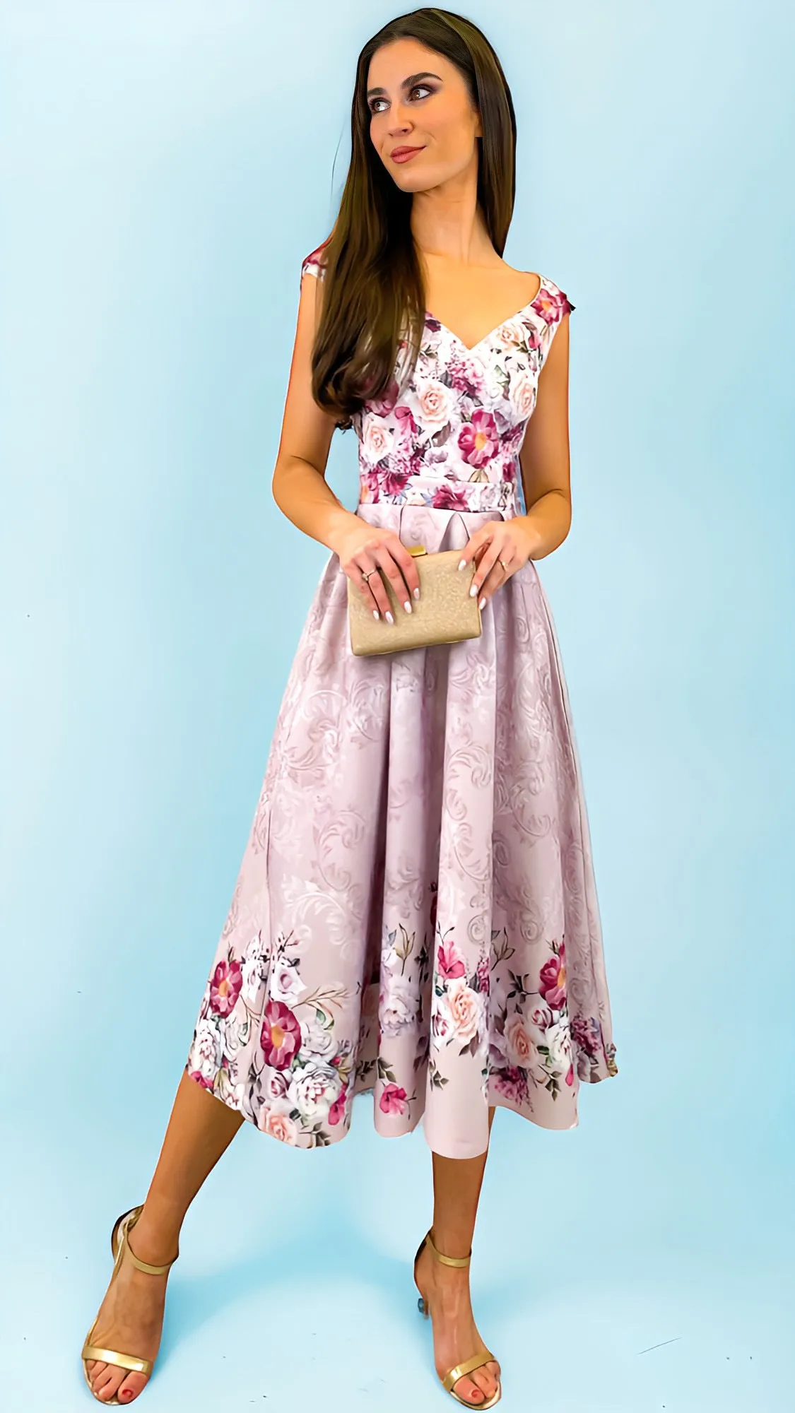 A1506 Saba Blush Floral Flare Dress