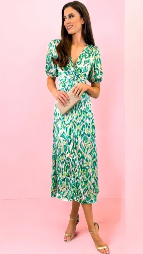 A1693 Twist Front Dress Green