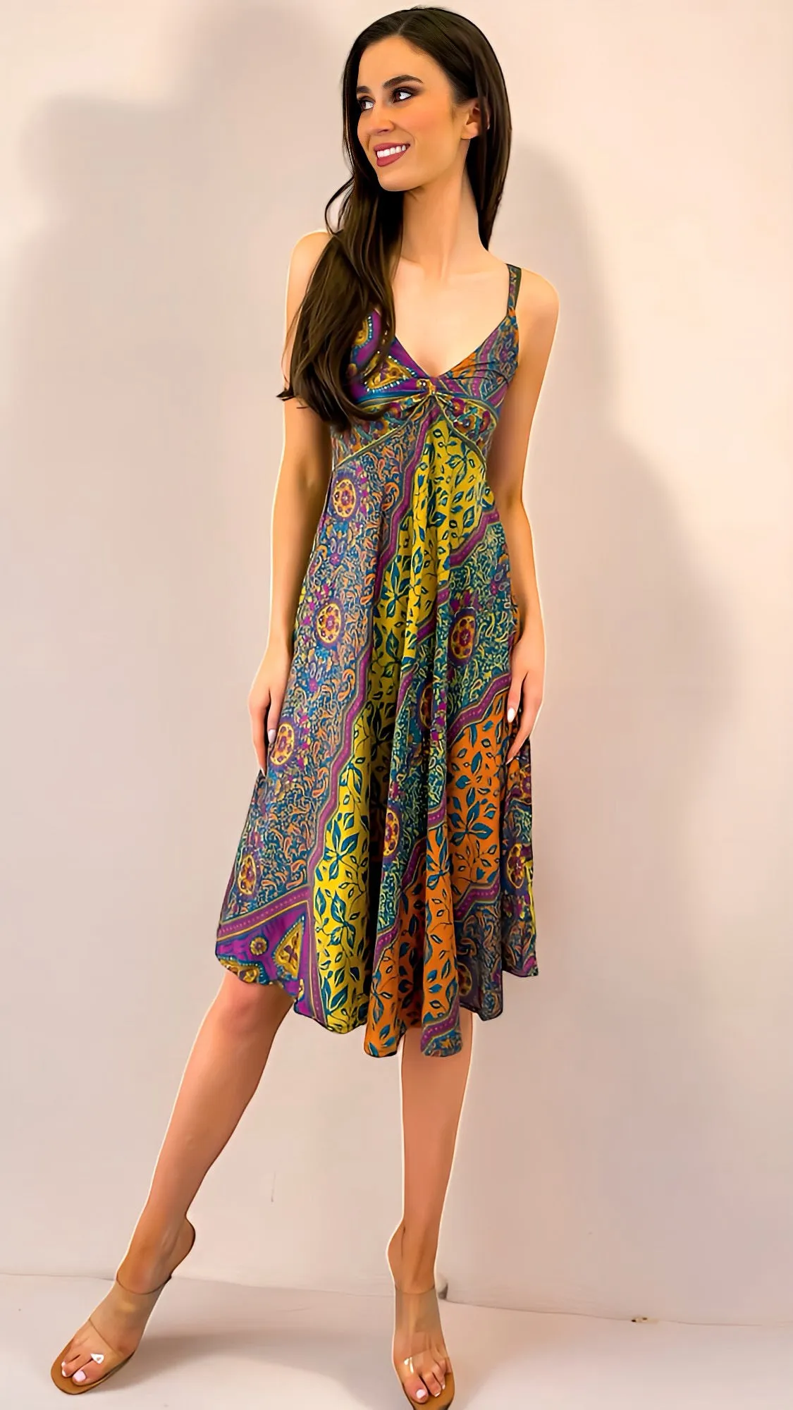 A1728 Lorian Mauve Print Summer Dress