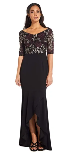 Adrianna Papell - AP1E204611 Floral V-Neck High Low Dress