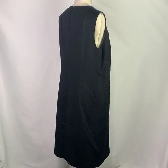 AkrisPuntoblack sleeveless dress with beaded ribbed waist