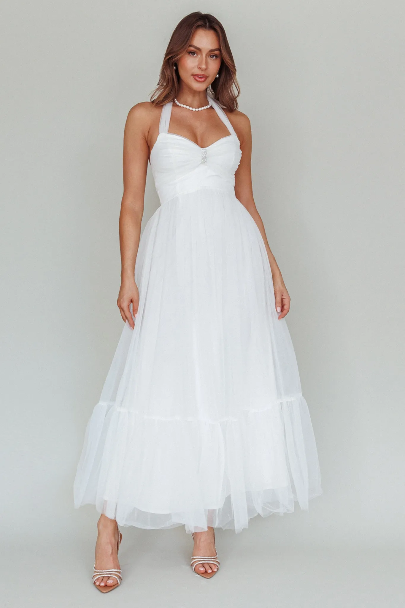 Alegria Tulle Maxi Dress White