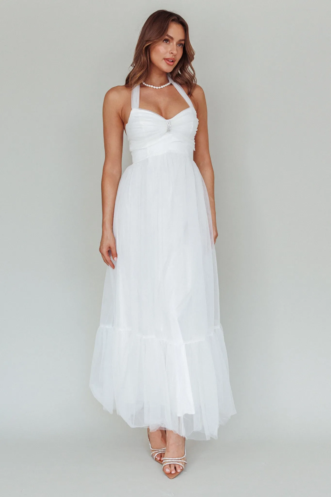 Alegria Tulle Maxi Dress White