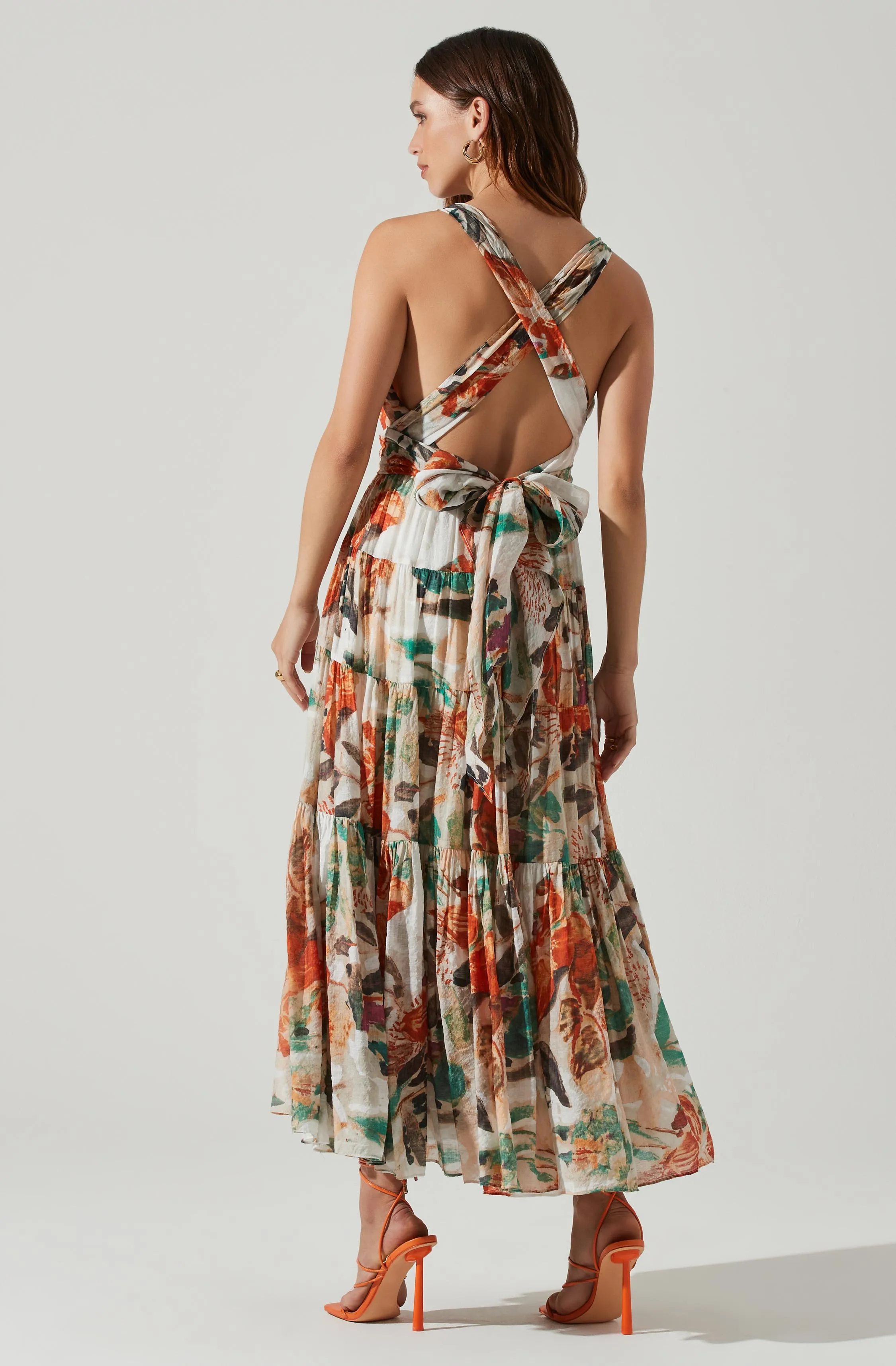 Almina Floral Pleated Midi Dress