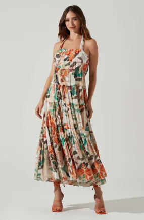 Almina Floral Pleated Midi Dress