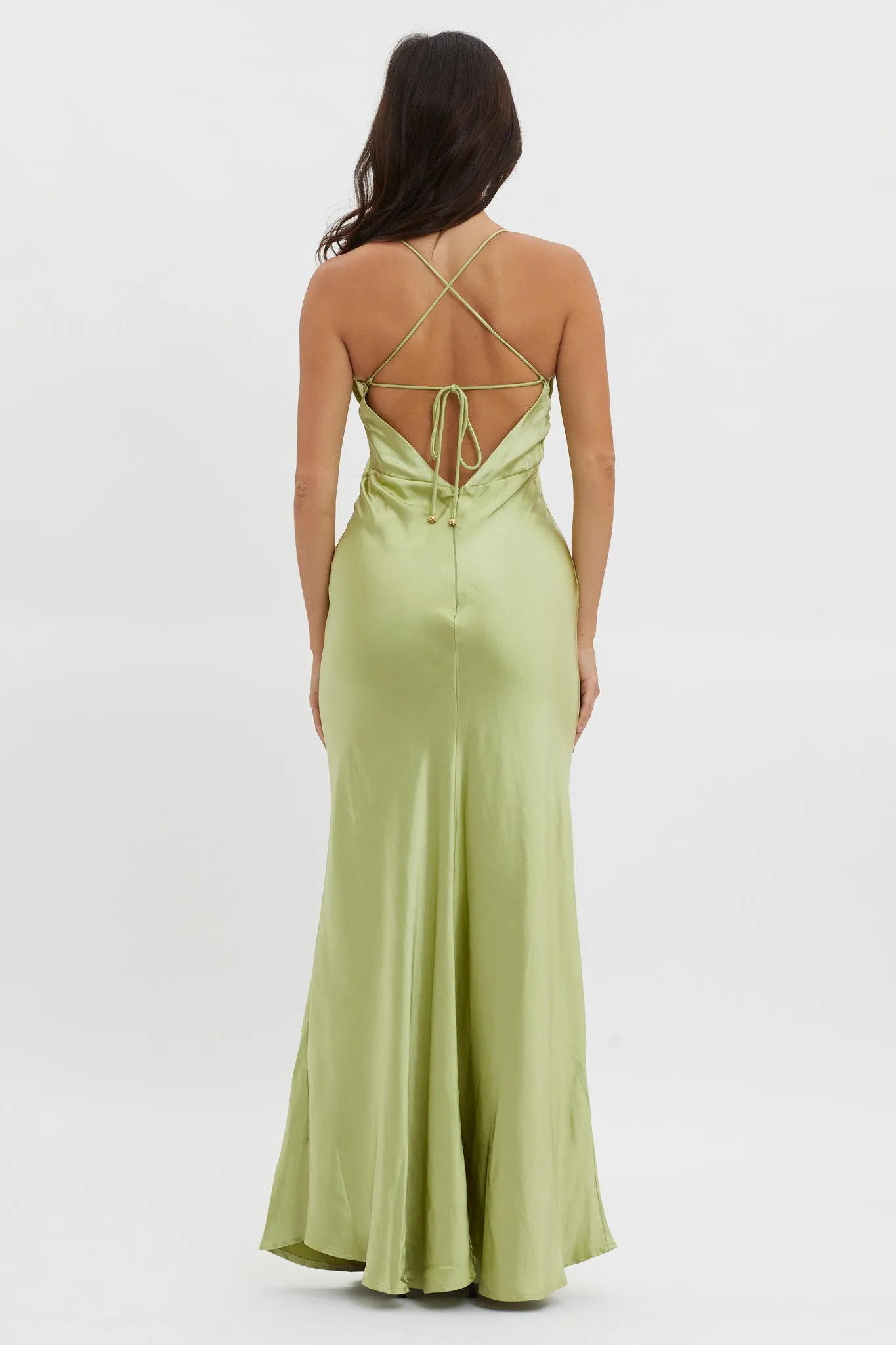 Alora Tie-Up Back Maxi Dress Olive