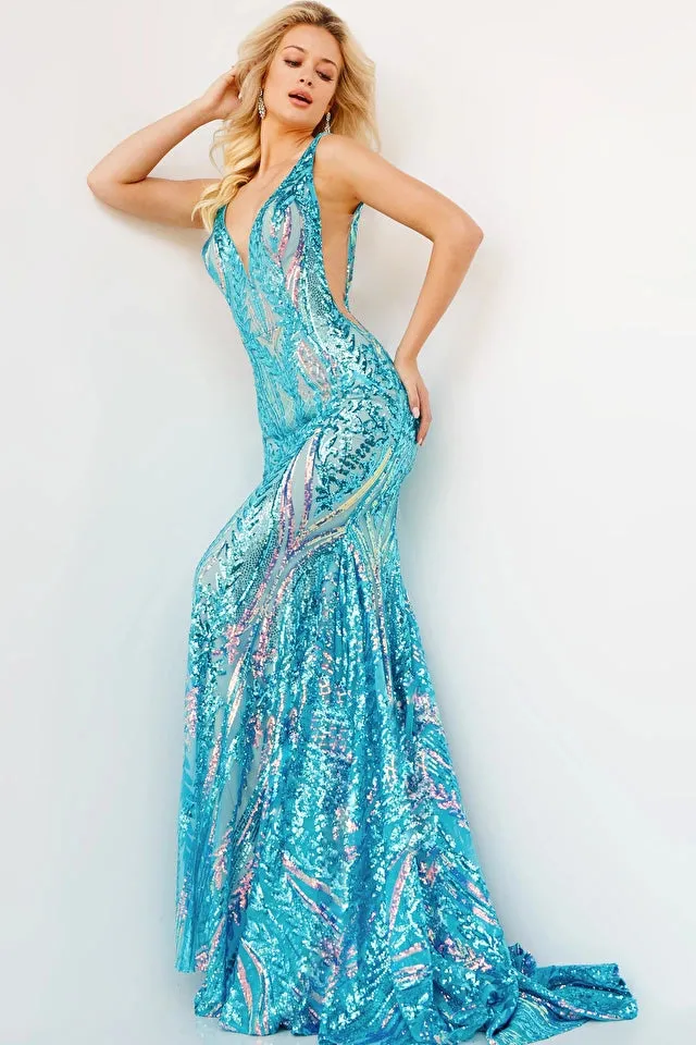 Ang | V Neck Embellished Dress | Jovani 22770