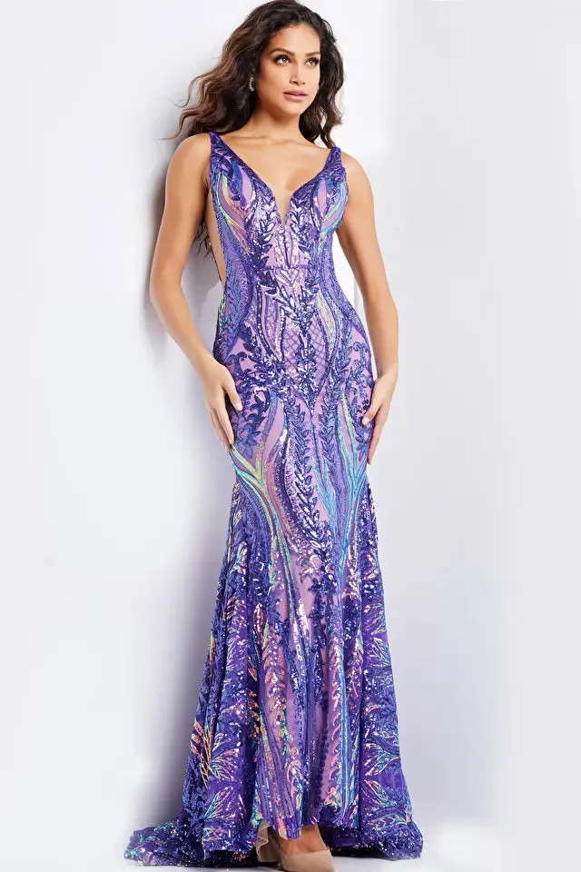 Ang | V Neck Embellished Dress | Jovani 22770