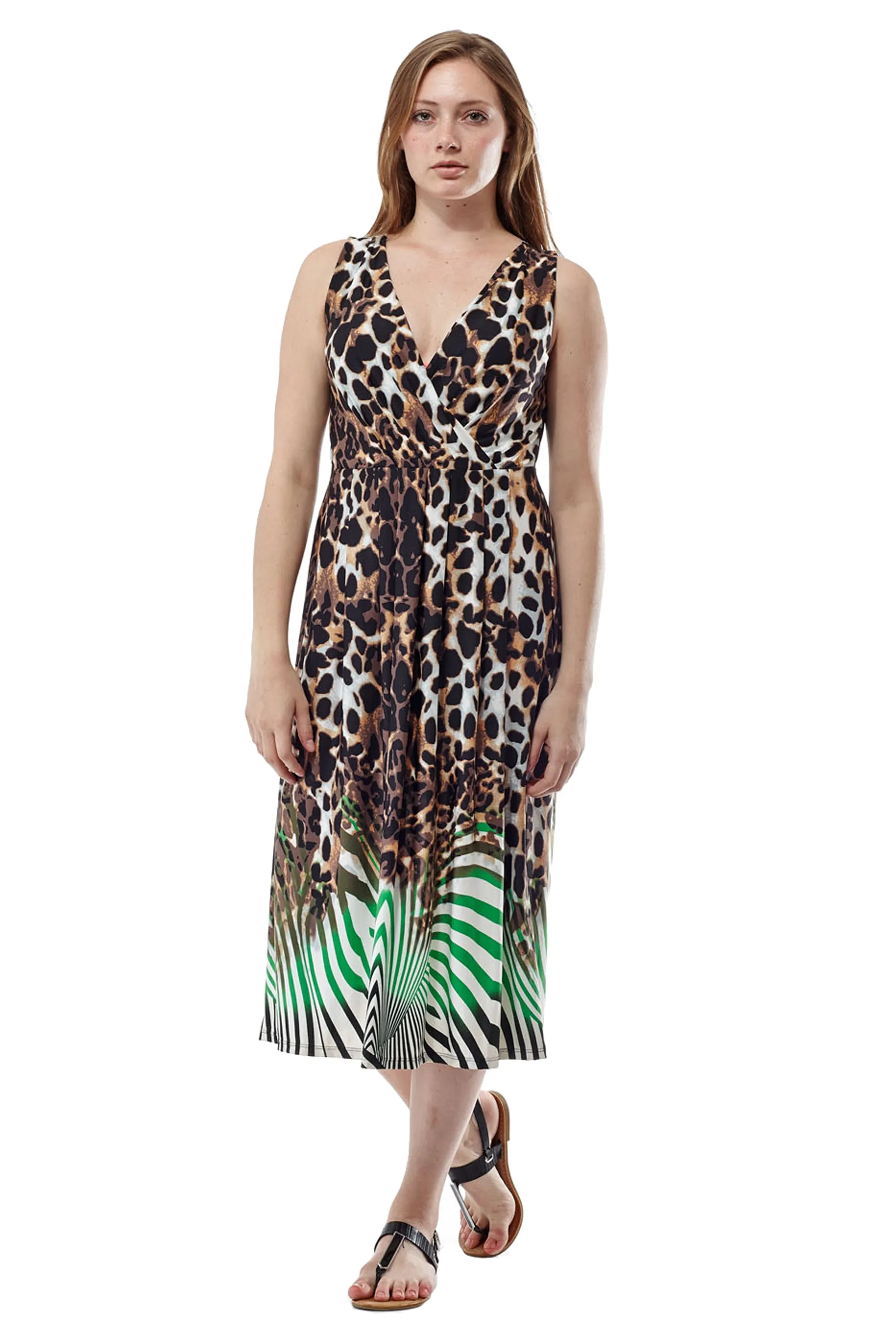 Animal Print Sleeveless Maxi Dress