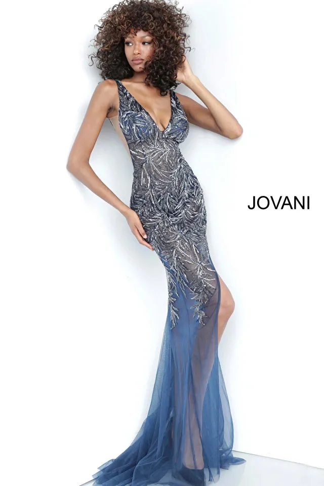 Armanda | Sheer Embellished V Neck Prom Dress | Jovani 1863