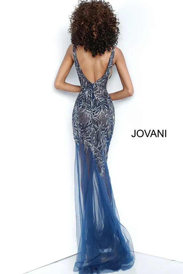 Armanda | Sheer Embellished V Neck Prom Dress | Jovani 1863