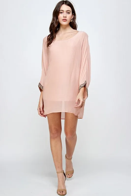 Beaded Sleeve Band Kimono Dress Top