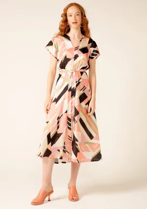 Bird Of Paradise Dress - Olive/Salmon