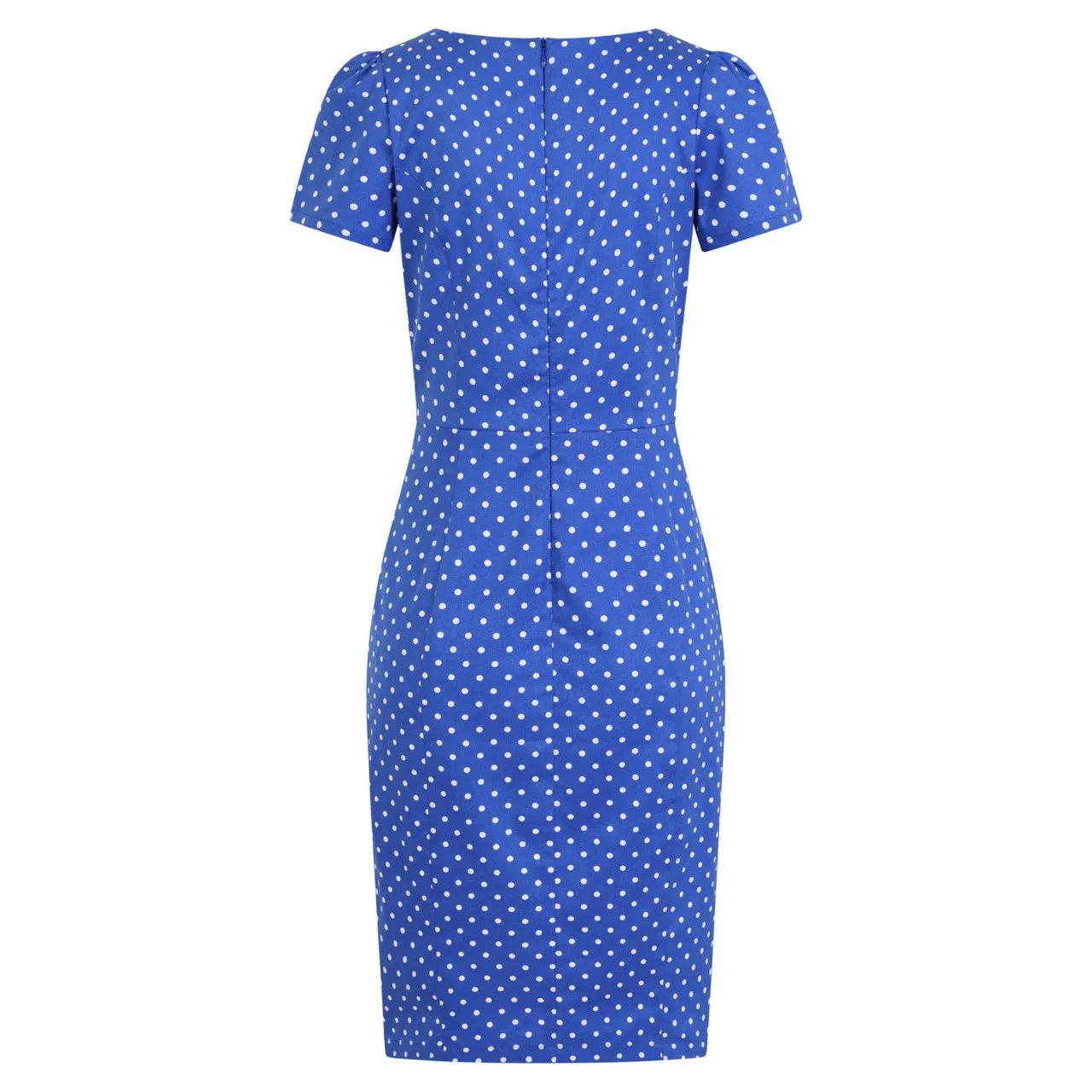 Blue And White Polka Dot 1940s Vintage Wiggle Dress