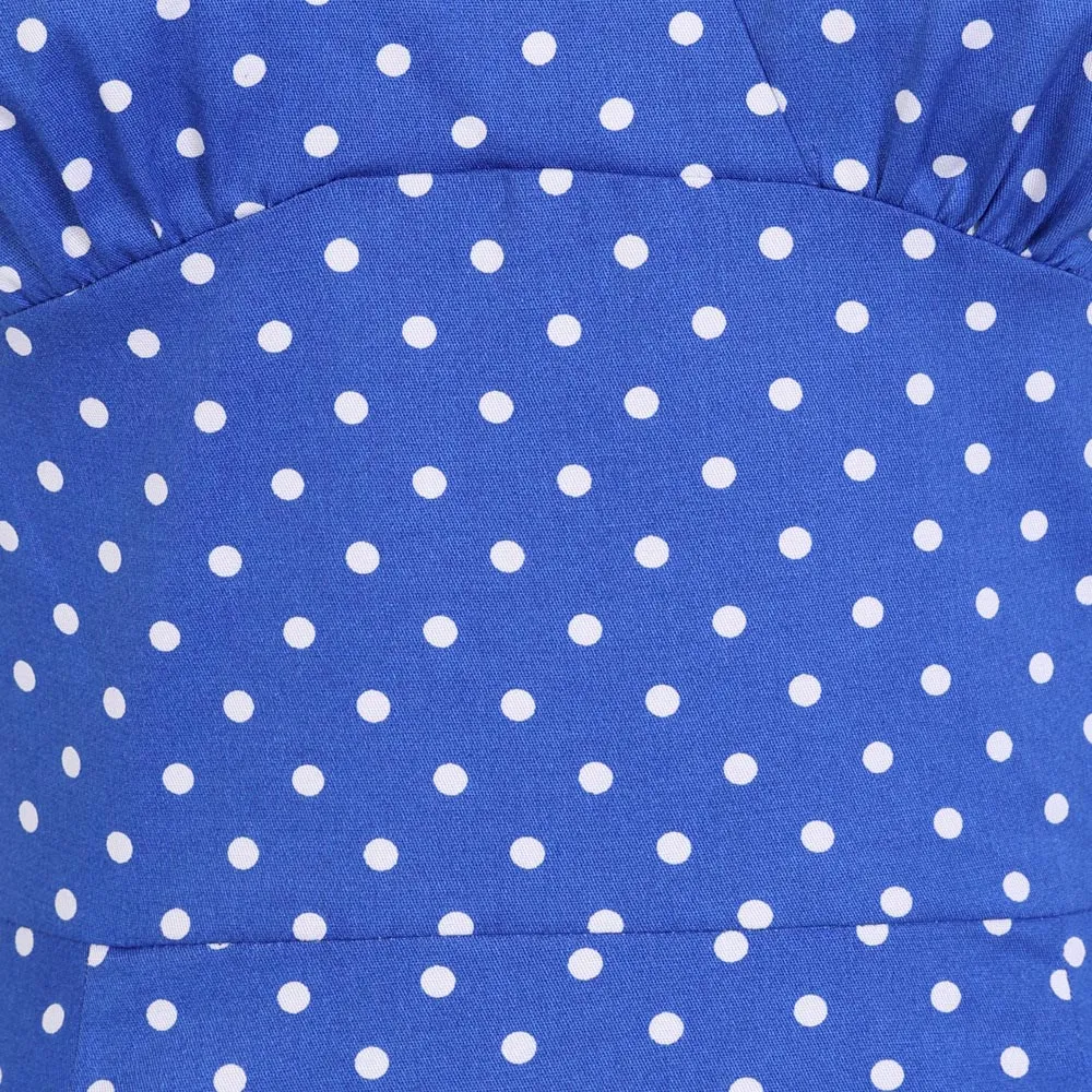 Blue And White Polka Dot 1940s Vintage Wiggle Dress