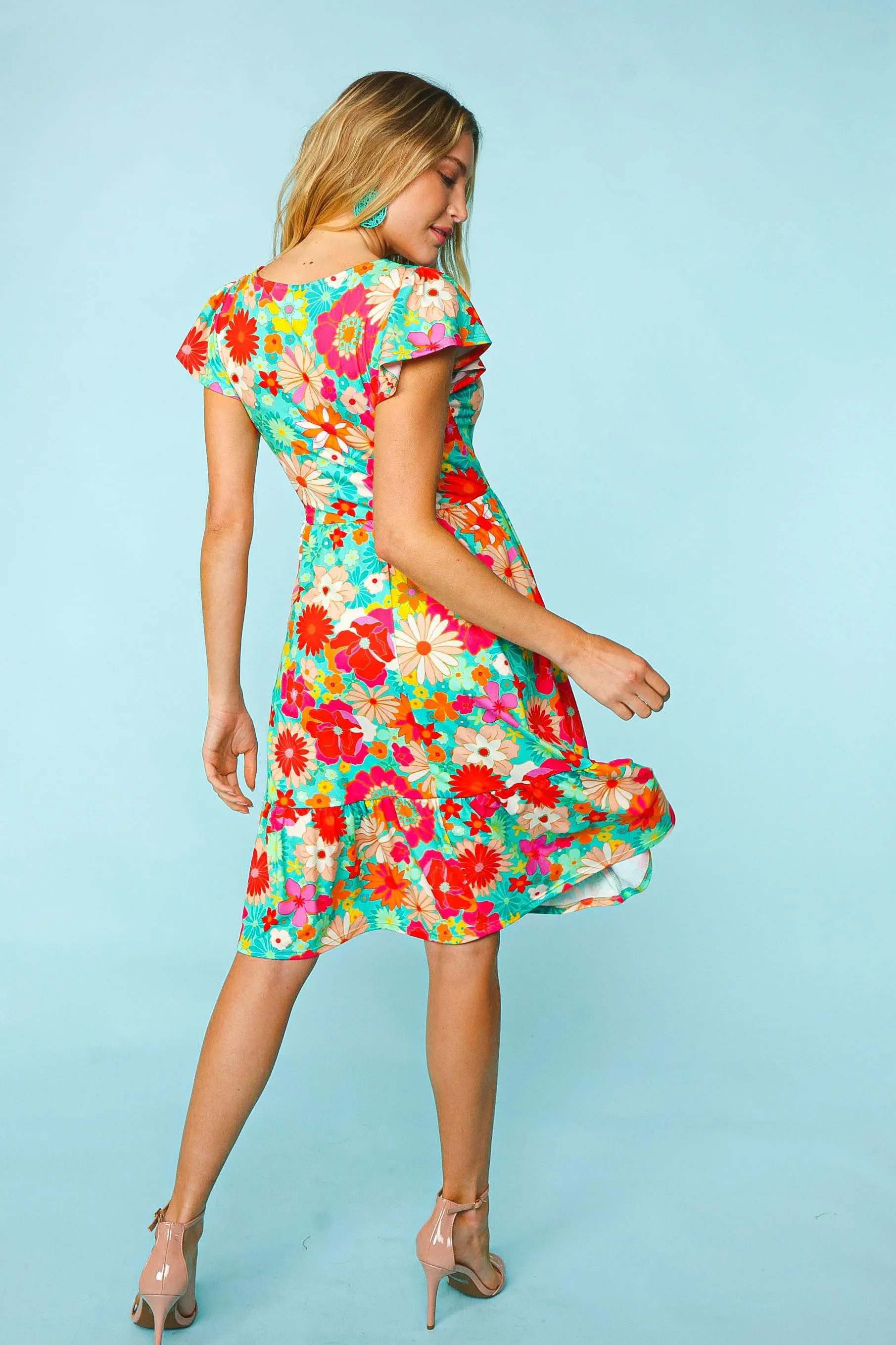 Charming Haptics Floral Milkmaid Dress Outfit for Women - Square Neck, Short Sleeve, Perfect Summer Style