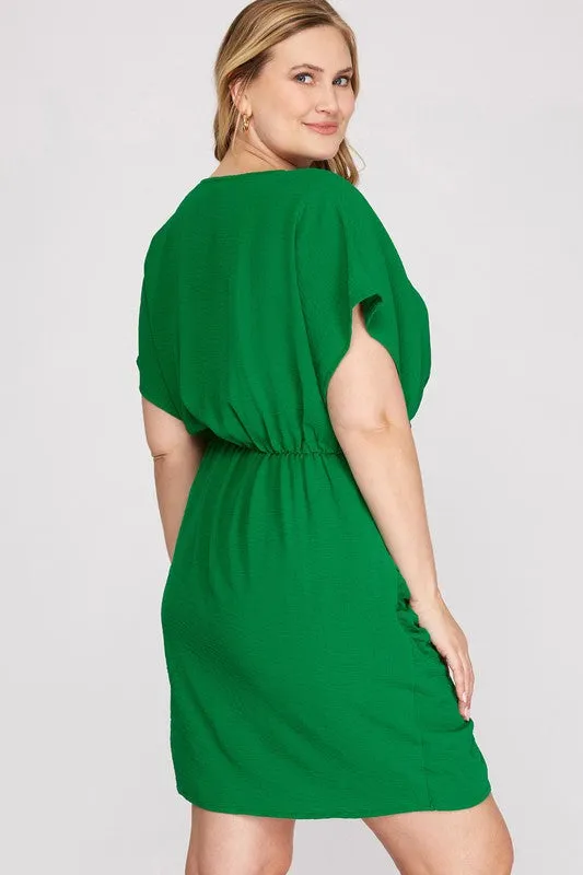 Curvy Girl Dolman Sleeve Side Tie Dress