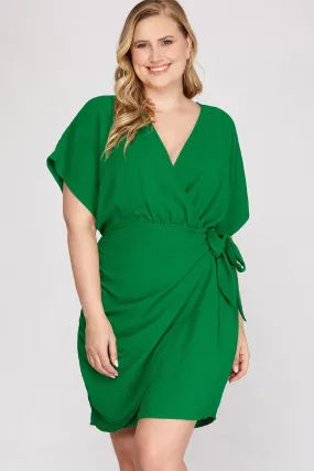 Curvy Girl Dolman Sleeve Side Tie Dress