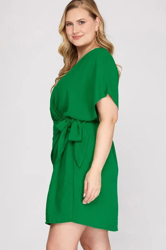 Curvy Girl Dolman Sleeve Side Tie Dress