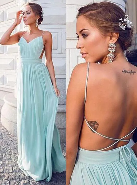 Elegant Chiffon Prom Gown with Spaghetti Straps