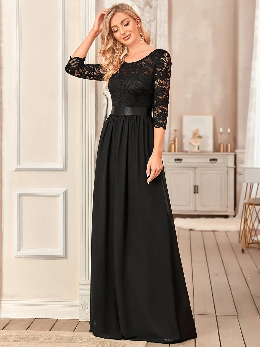 Elegant Empire Waist  Bridesmaid Dresses with Long Lace Sleeve