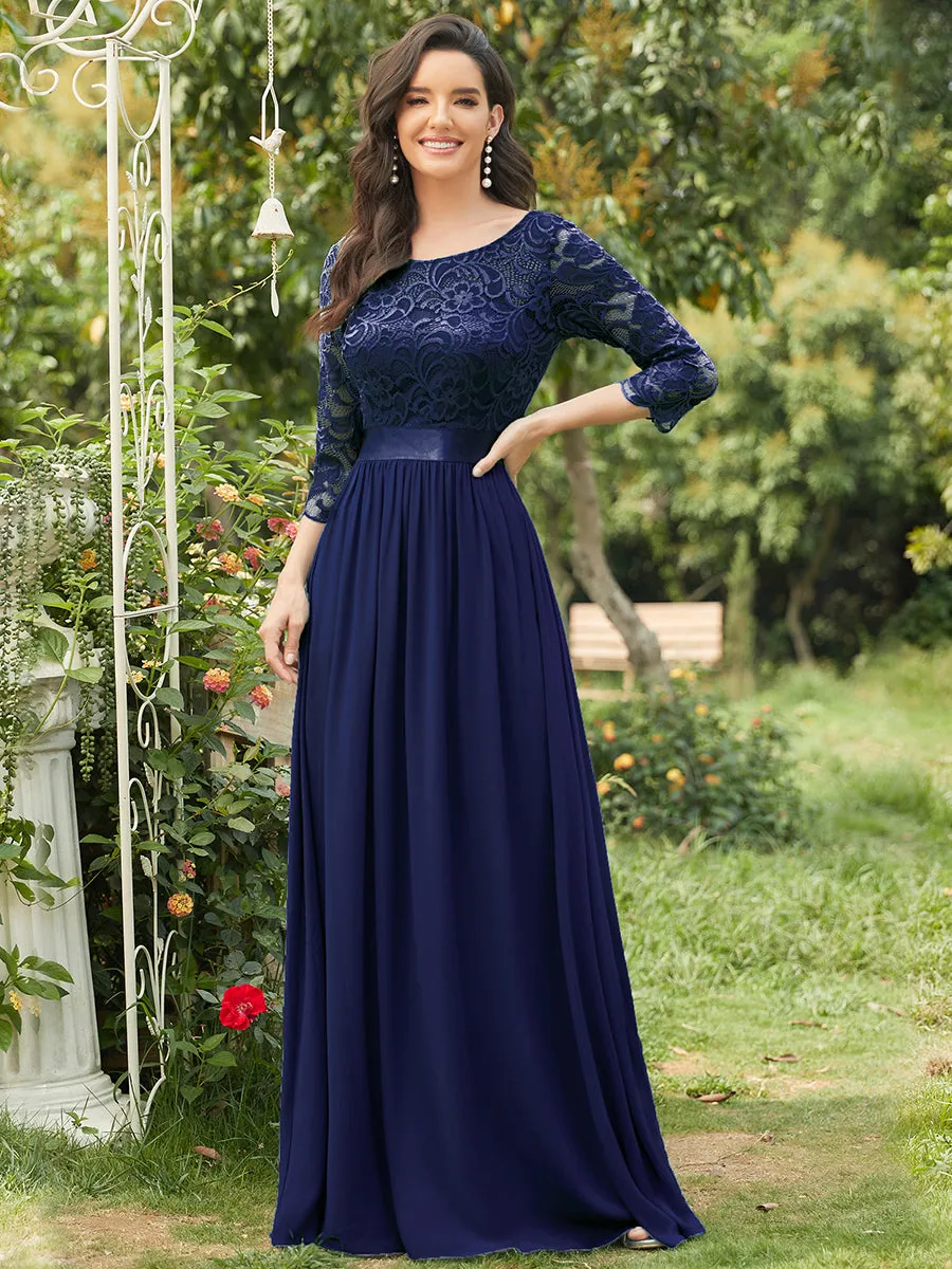 Elegant Empire Waist  Bridesmaid Dresses with Long Lace Sleeve