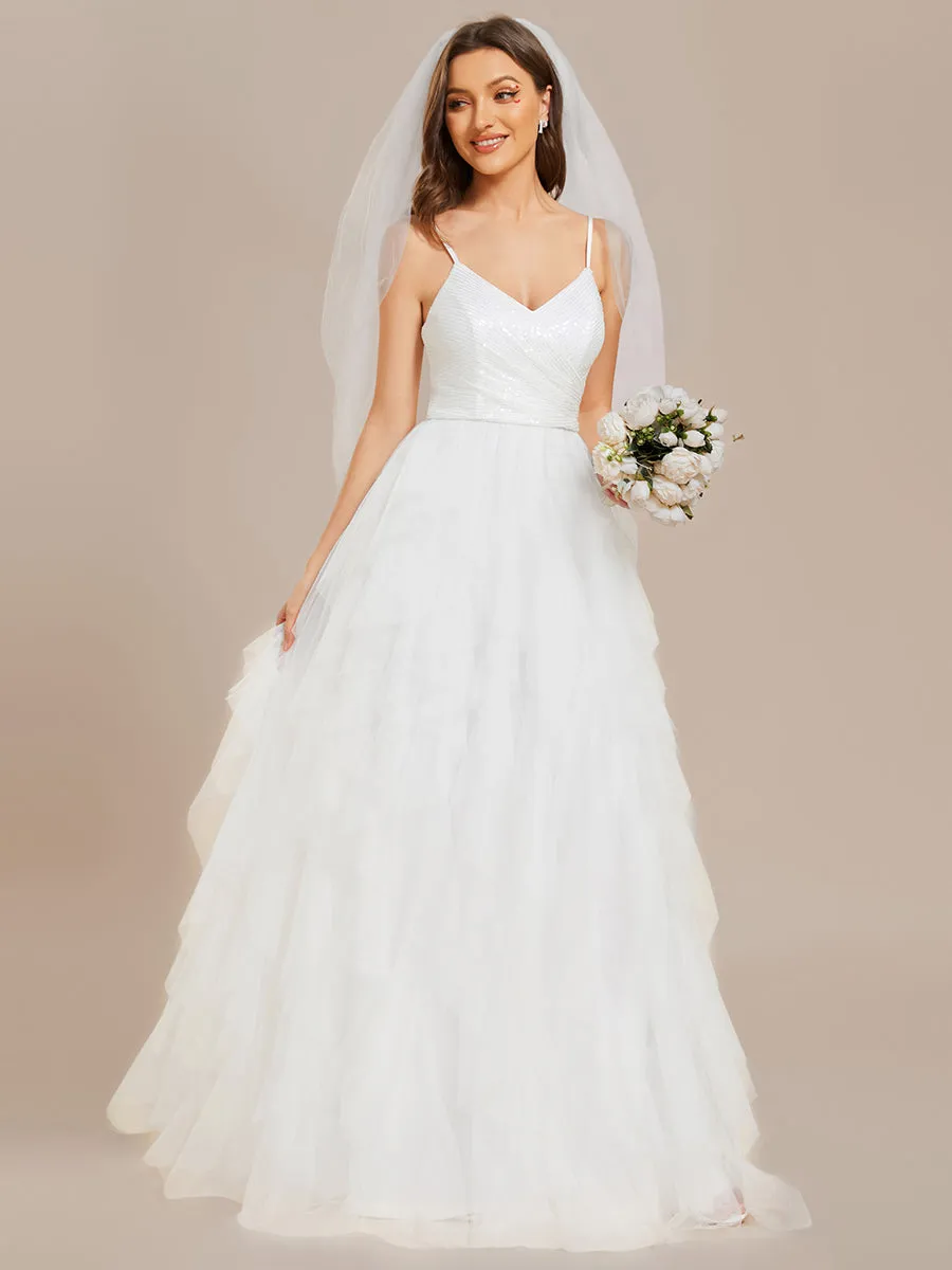 Elegant Pure Sequins Lace Sweetheart Neck Wedding Dresses