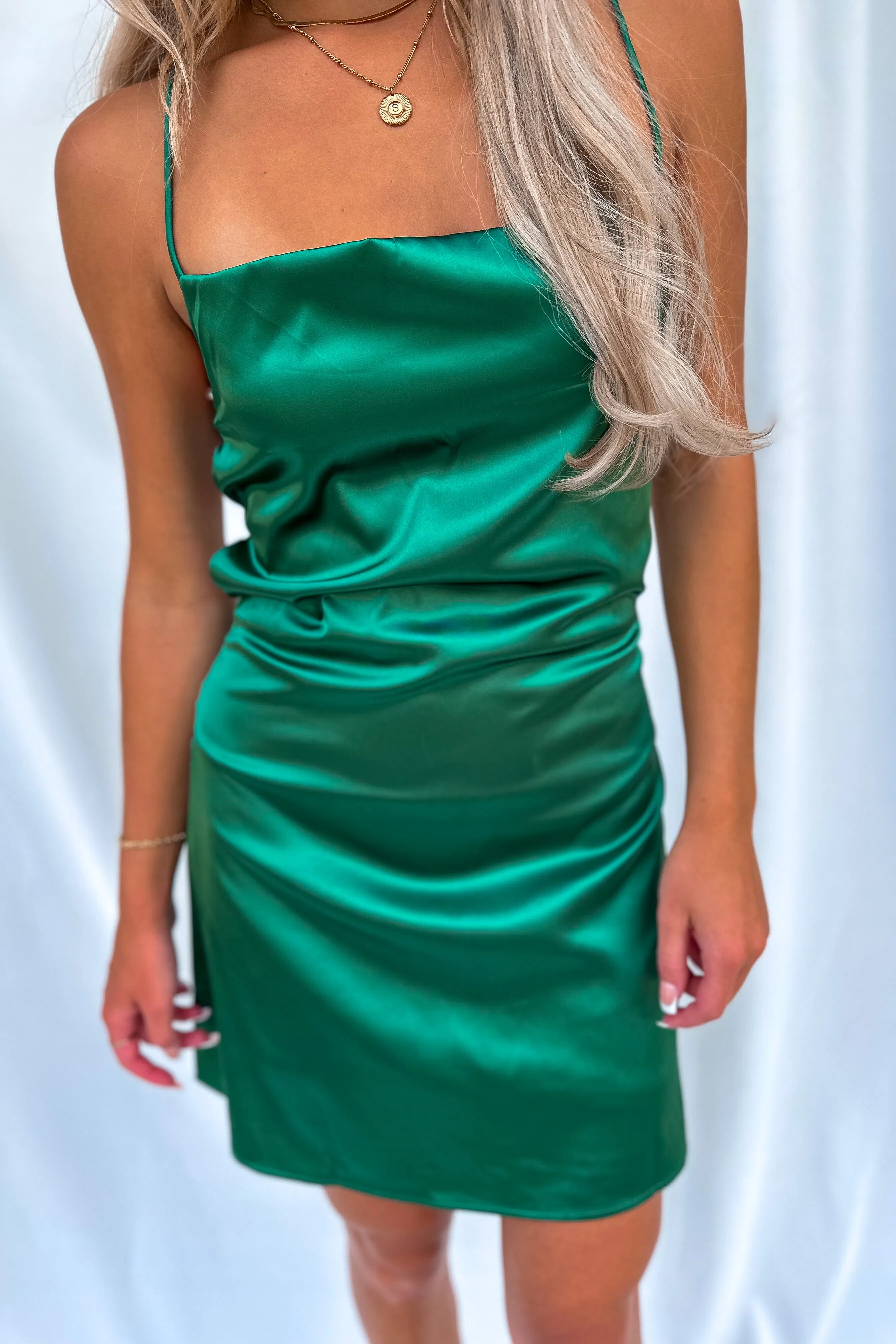 Emilia Emerald Green Cowl Neck Dress