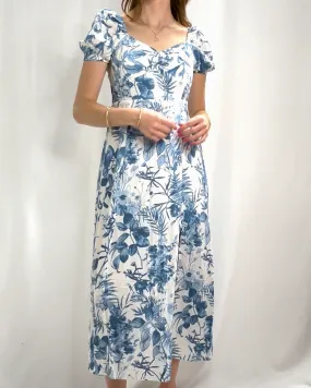 Floral Print Dress - Blue