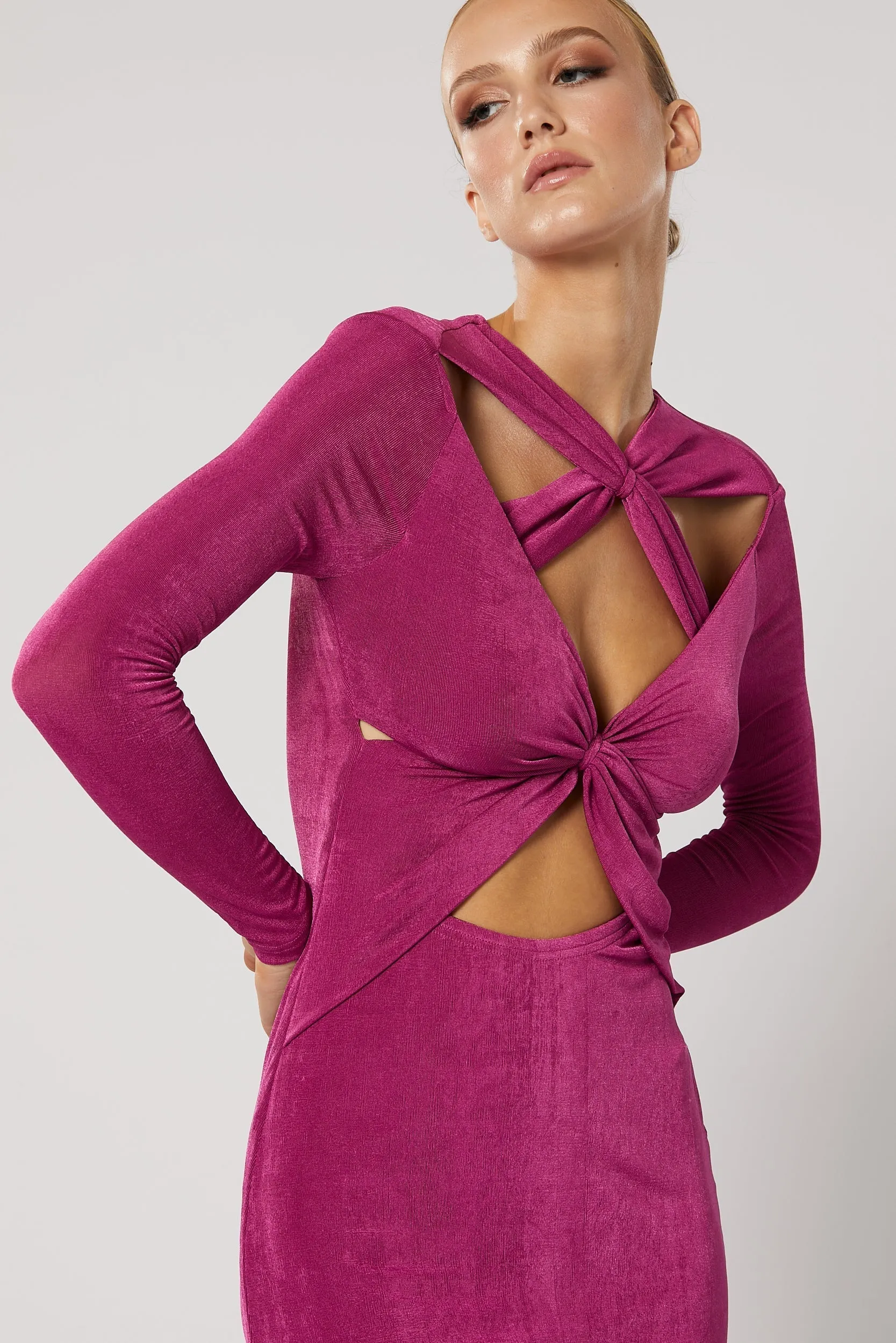 Ithaca Cut Out Dress - Fuchsia