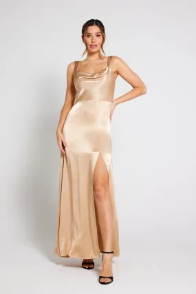 Layla Cami Satin Maxi Gown Dress - Champagne