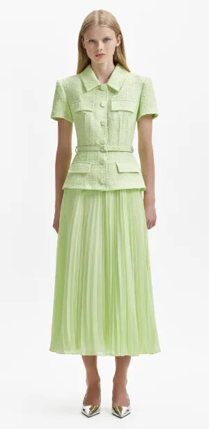 Lime Boucle Chiffon Dress