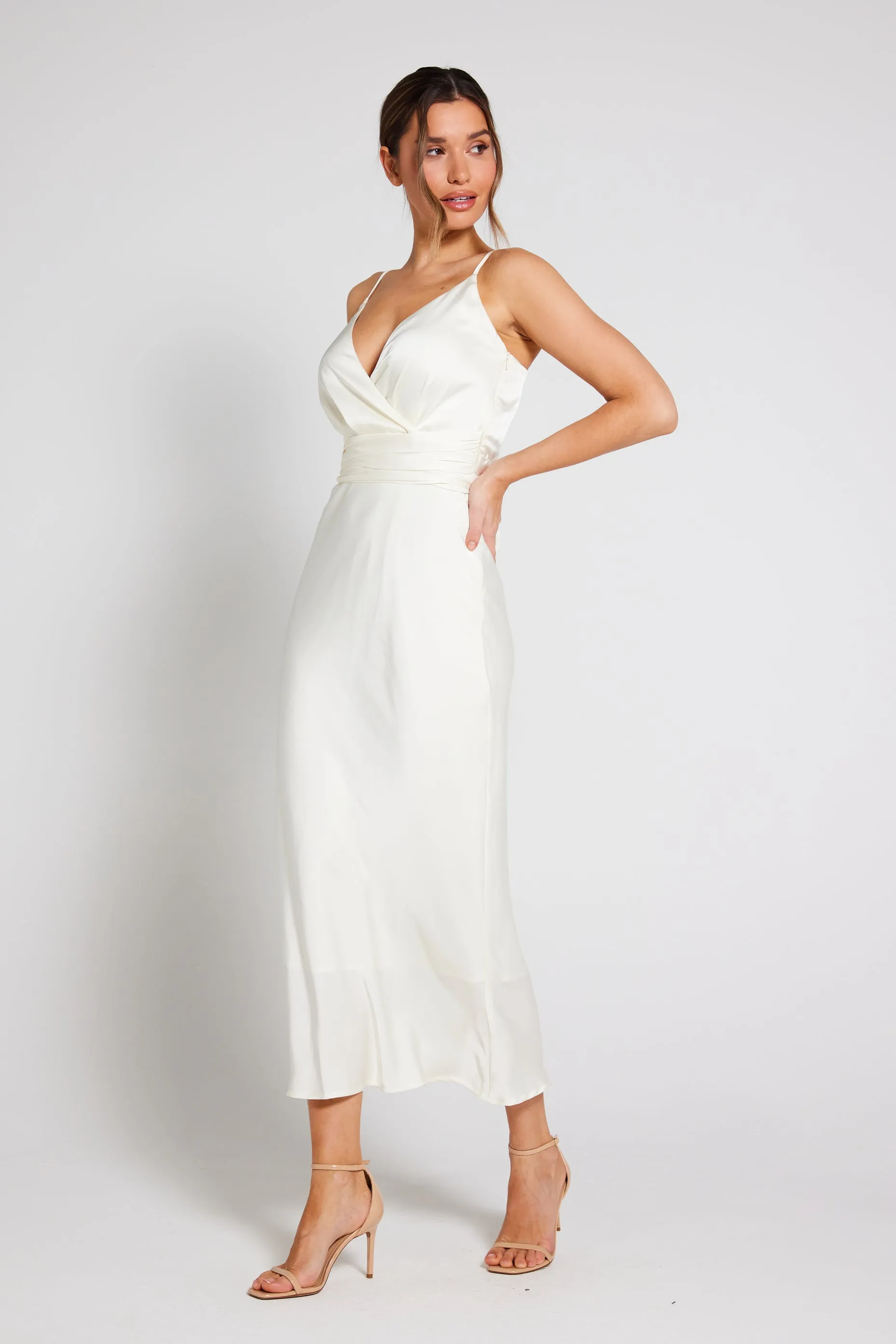 Louisa Tie Waist Cami Wrap Maxi Dress - Ivory