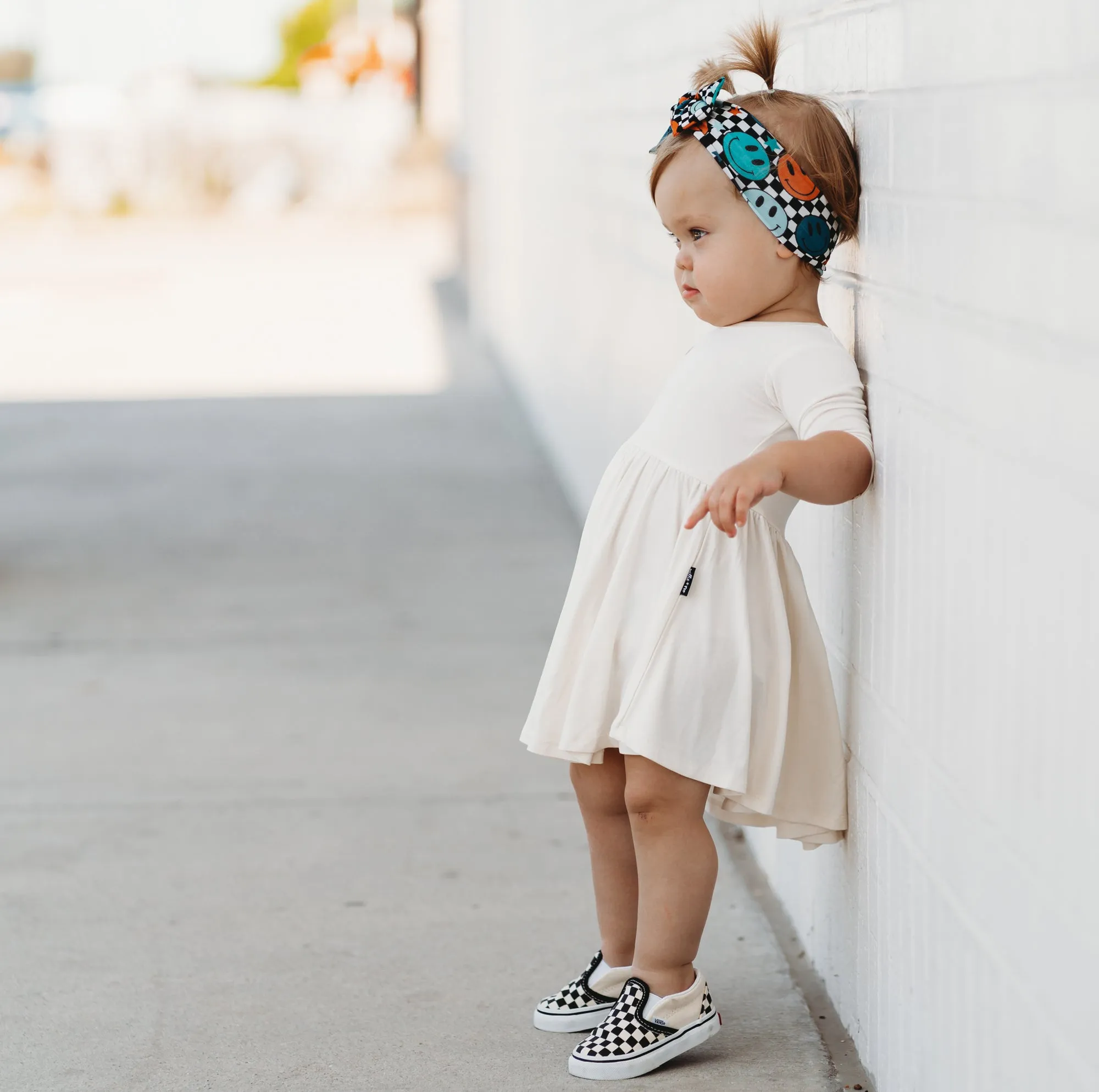 MID SLEEVE BAMBOO DRESS- Natural