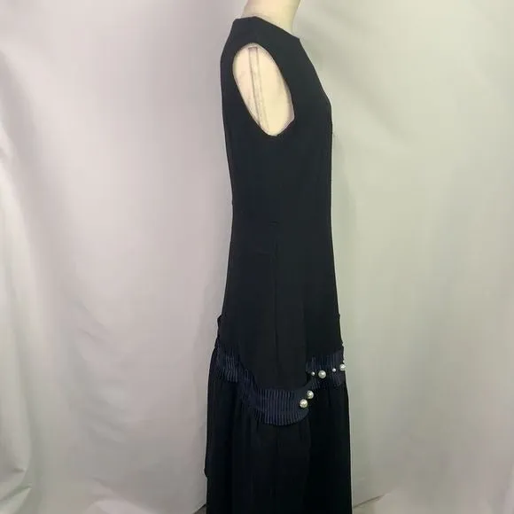 NovaNWT Black Drop Waist Pearl Trim Dress