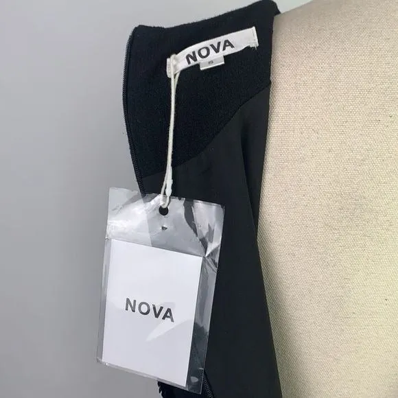 NovaNWT Black Drop Waist Pearl Trim Dress