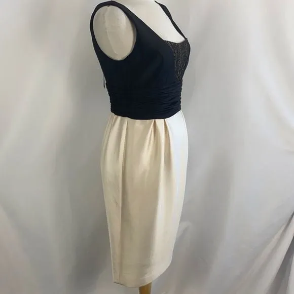 NWTCarmenMarc Valvo Cream Black Cocktail Dress