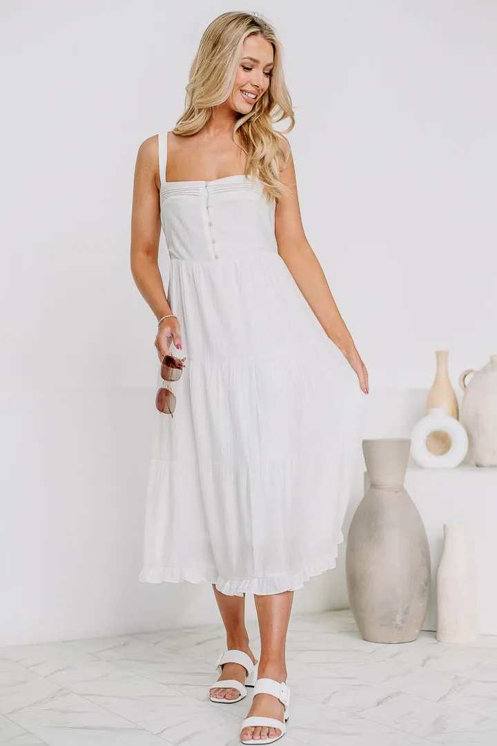 Octavia Flowy Midi Dress | White