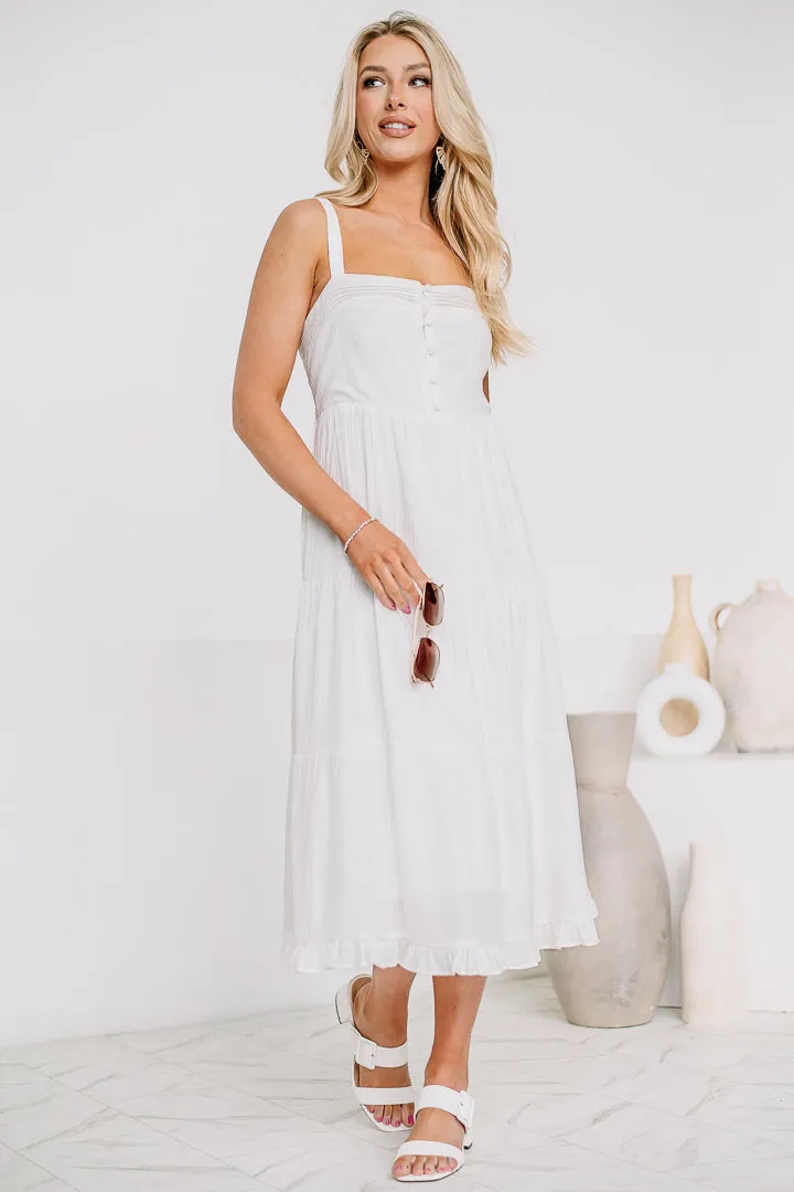 Octavia Flowy Midi Dress | White