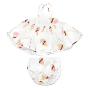 oh baby! Gauze Party Dress - Ice Cream Cone - Oyster