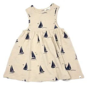 oh baby! Slub Tank Dress - Navy Sailboat Print - Oat