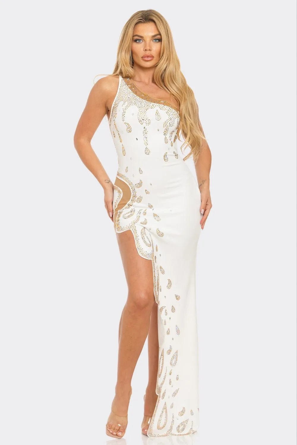 Organza Crystals Crochet Maxi Dress