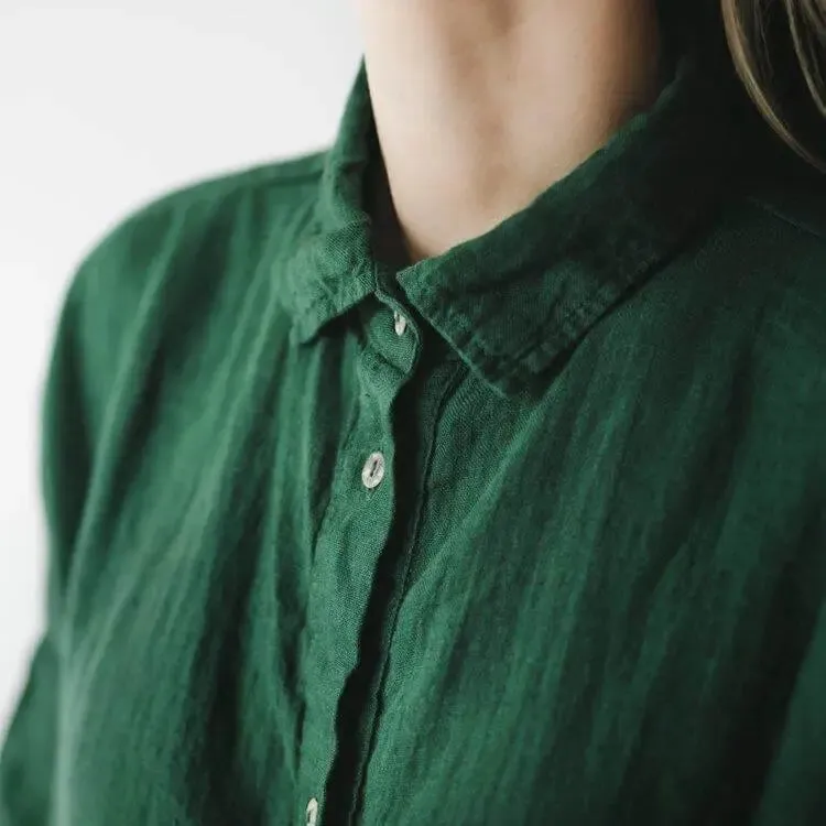 Oversized Linen Dress - Green by Seaside Tones