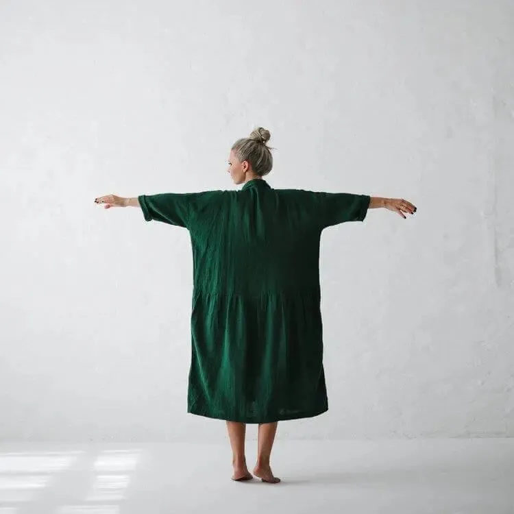 Oversized Linen Dress - Green by Seaside Tones