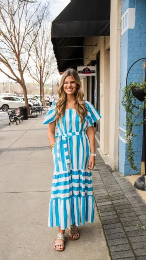 PALMIRA TURQUOISE STRIPES DRESS